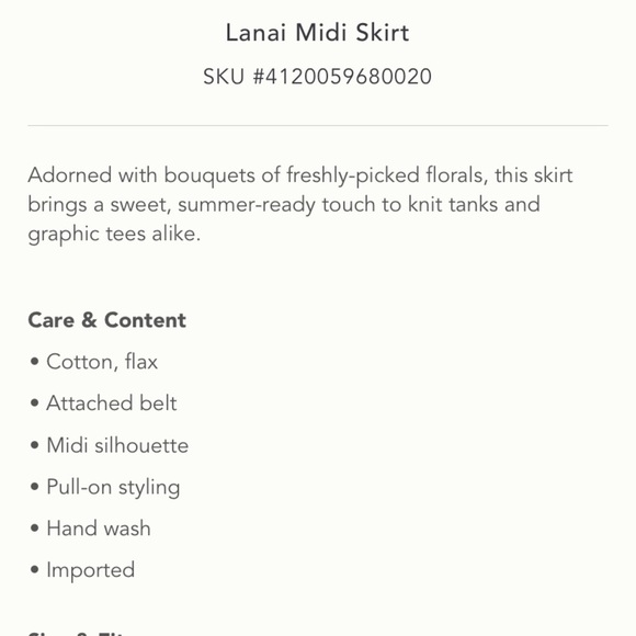 ANTHROPOLOGIE NWT Lanai MIDI Skirt Size S. - Picture 5 of 16